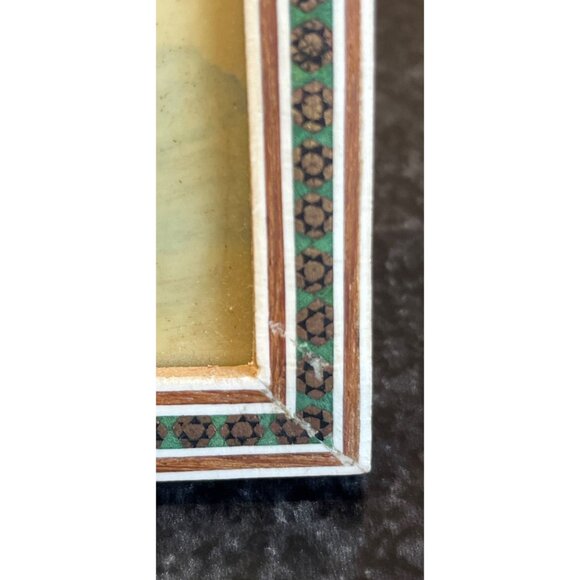 Vtg Handmade Painting Of A Female Micro Mosaic Indo Persian Moorish Art Inlay - Picture 7 of 10